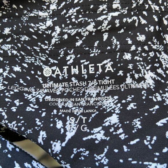 Athleta Ultimate Stash Pocket 7/8 Tight Storm Texture Black Womens Small Tall - Picture 11 of 13